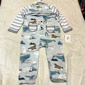 New 2-Piece Romper with Matching Hat, Lullaby Lane, 6-9 Months